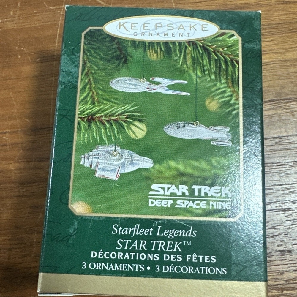2001 Star Trek Hallmark Starfleet Legends 3pc Miniature Ornaments Deep Space 9